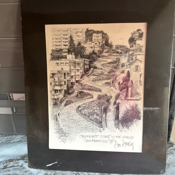 DON DAVEY SIGNED PRINT 1977 CROOKED STREET SAN FRANCISCO MATTED - Picture 1 of 7